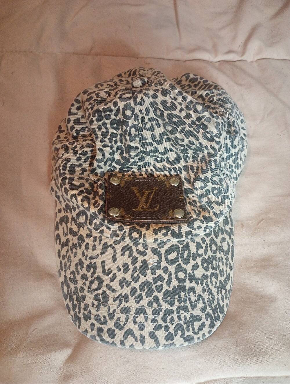 David And Young Women's Designer Inspired Upcycled Leopard Print Strap back Hat